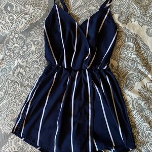 Striped Navy & White Romper